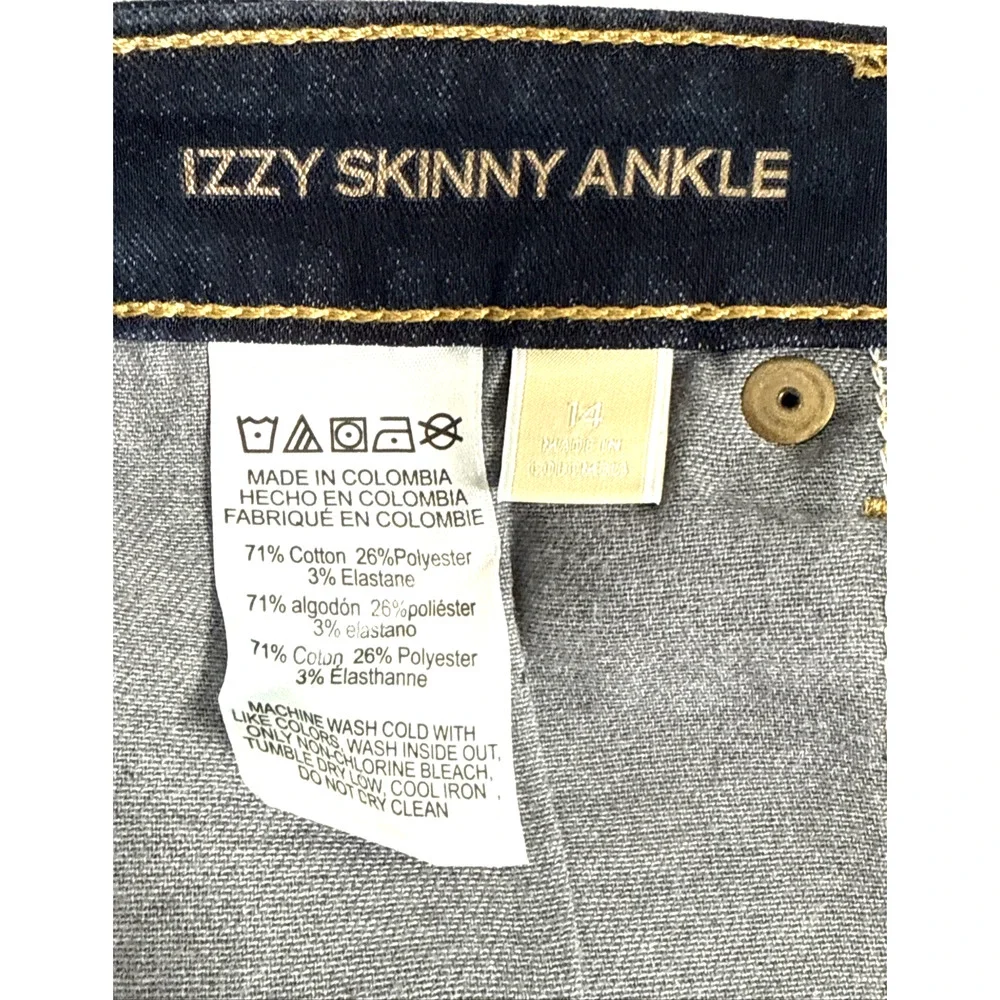 Michael Kors Womens Izzy Skinny Ankle Mid Rise Stretch Dark Rinse Crop Jeans S14 - Picture 4 of 7